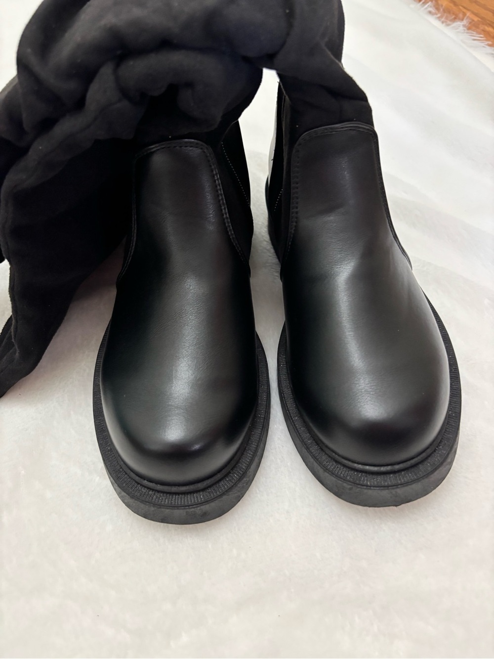 NEW Black Slouch Knee High Boots Chunky Platform Goth Grunge Women’s 7.5 NWOB - Picture 6 of 11